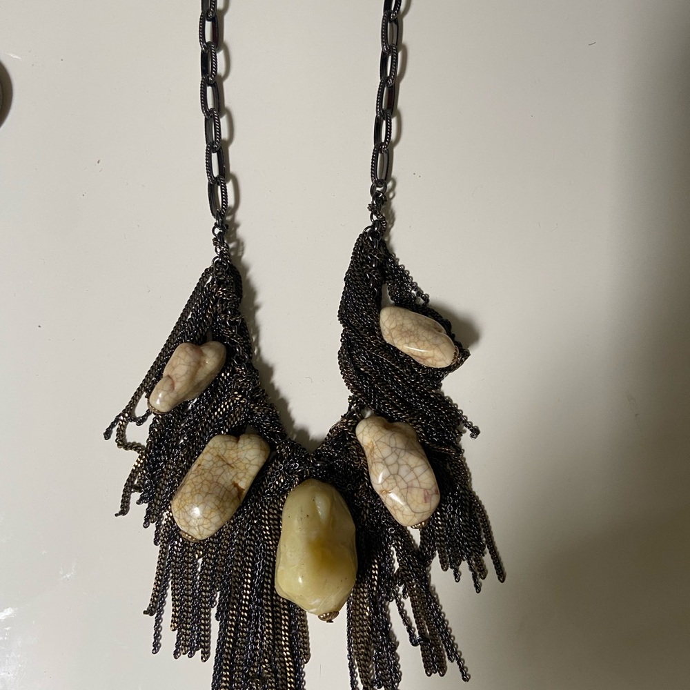 Rustic Black and Cream Macramé Necklace